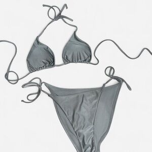 silver side-tie bikini